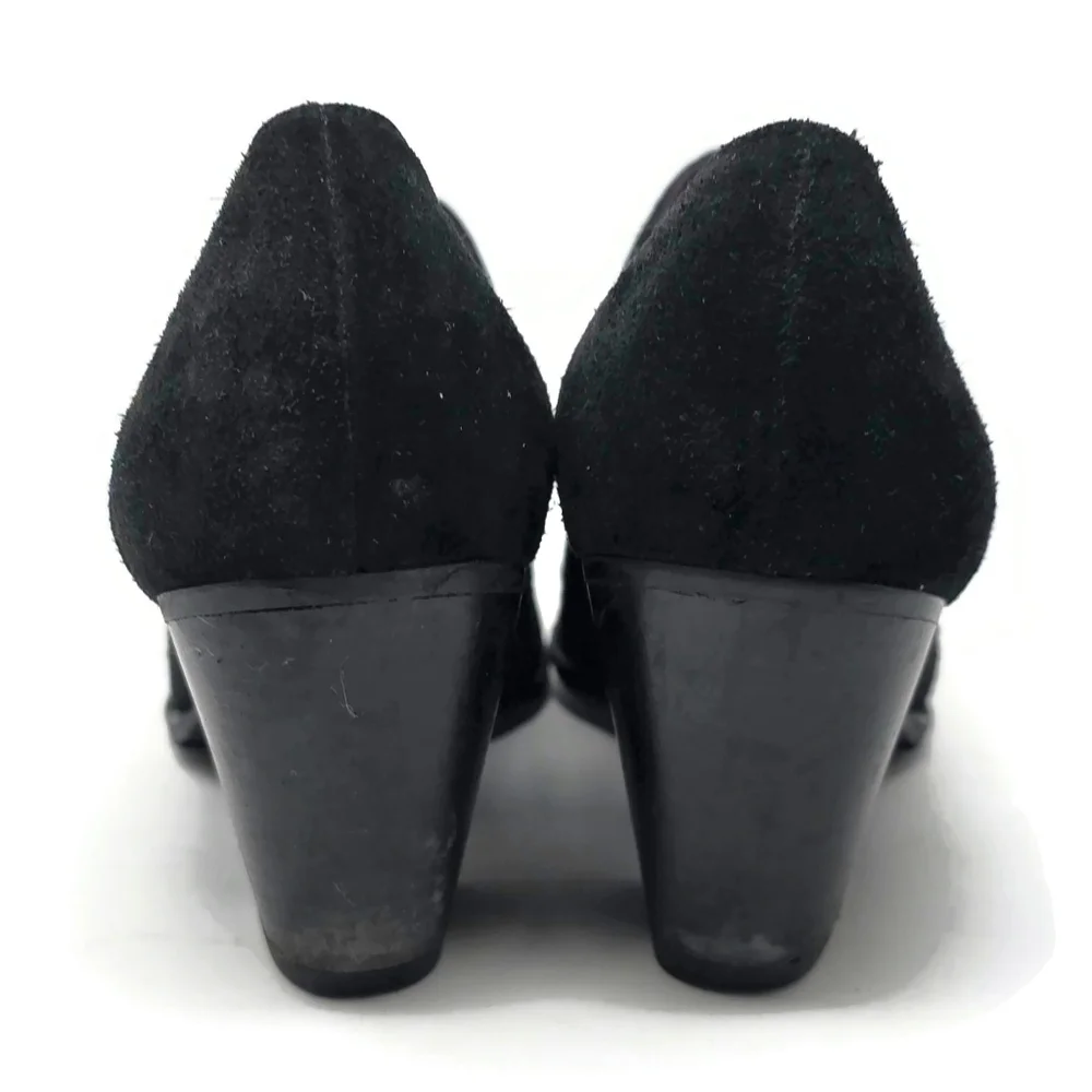 Stuart Weitzman Black Suede Heeled Oxfords